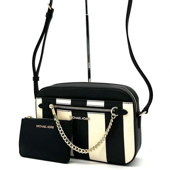 Michael Kors Large EW Zip Chain Xbody Crossbody Bag & Top Zip Coin Pouch Black - Picture 2 of 15